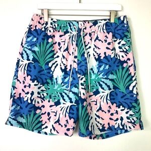 Lands’ End coral pattern swim trunks suit
